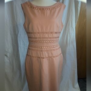 ANTONIO MELANI Peach Lace-Trim Midi Dress